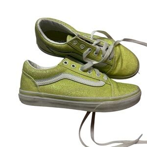Vans Kids Glitter Lime Sneakers Girls SZ3